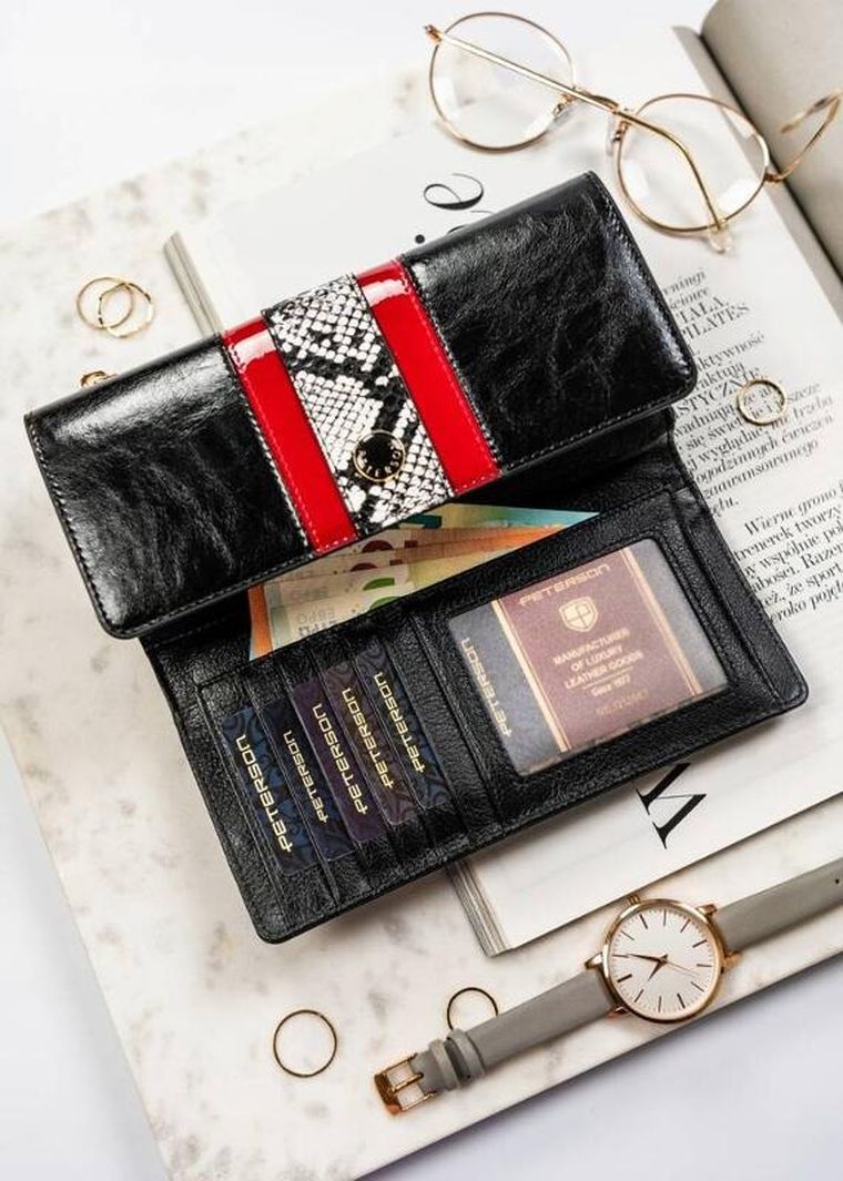 Portfel, czarny, skórzany, Peterson