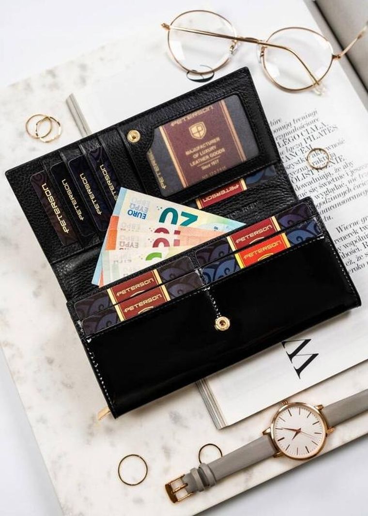 Portfel, czarny, skórzany, Peterson