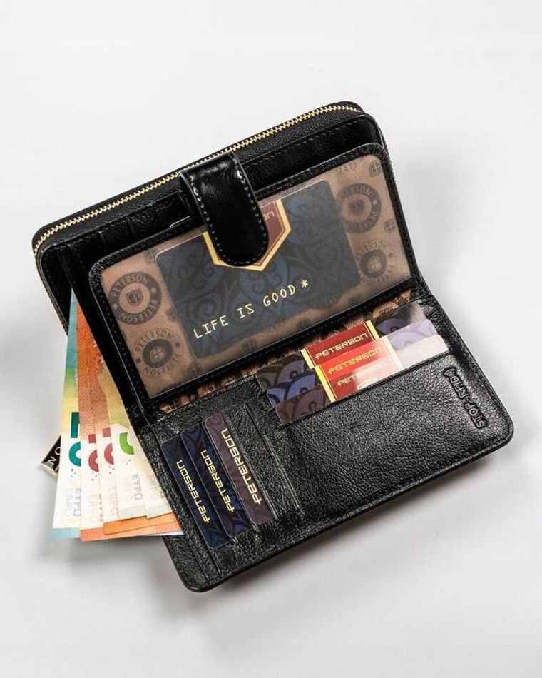 Portfel, czarny, skórzany, Peterson