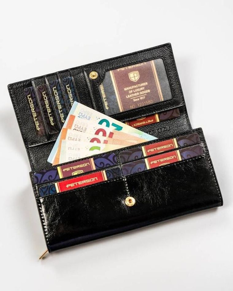 Portfel, czarny, skórzany, Peterson