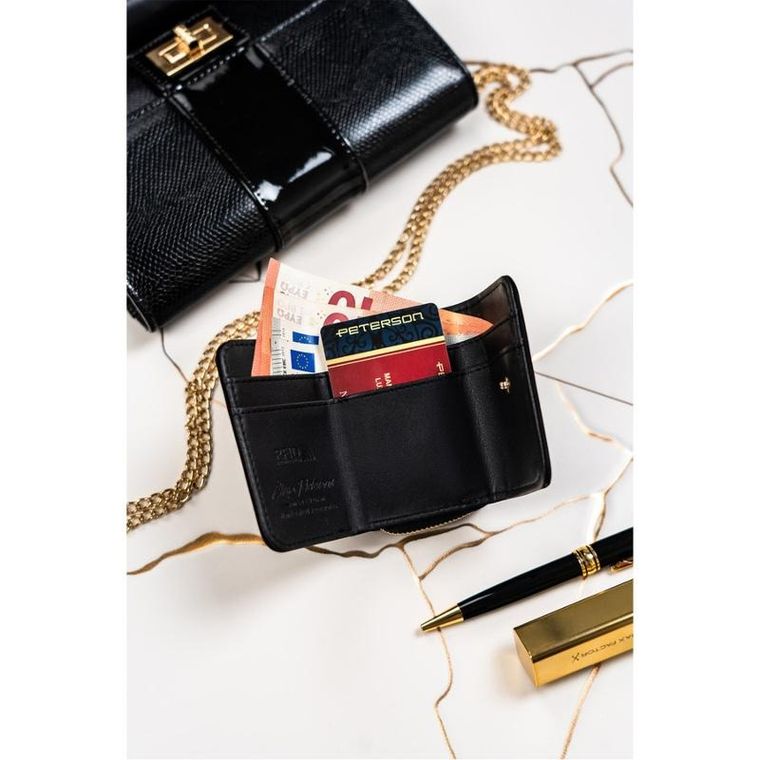 Portfel, czarny, skórzany, Peterson