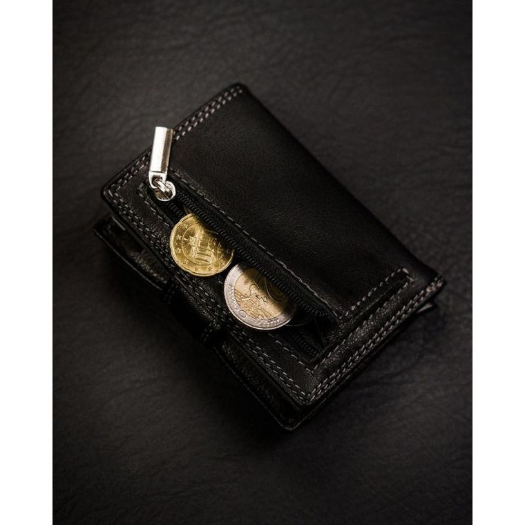 Portfel, czarny, skórzany, Peterson