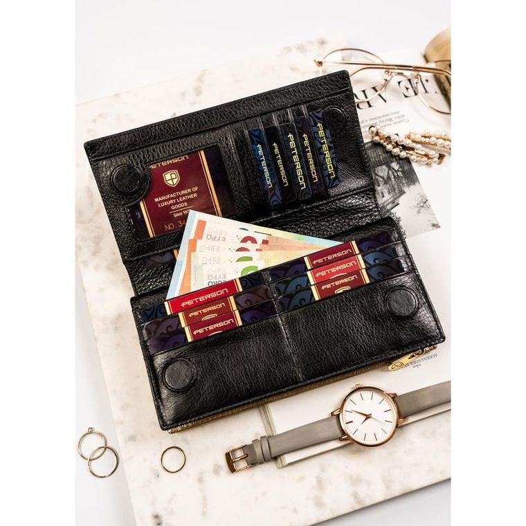 Portfel, czarny, skórzany, Peterson