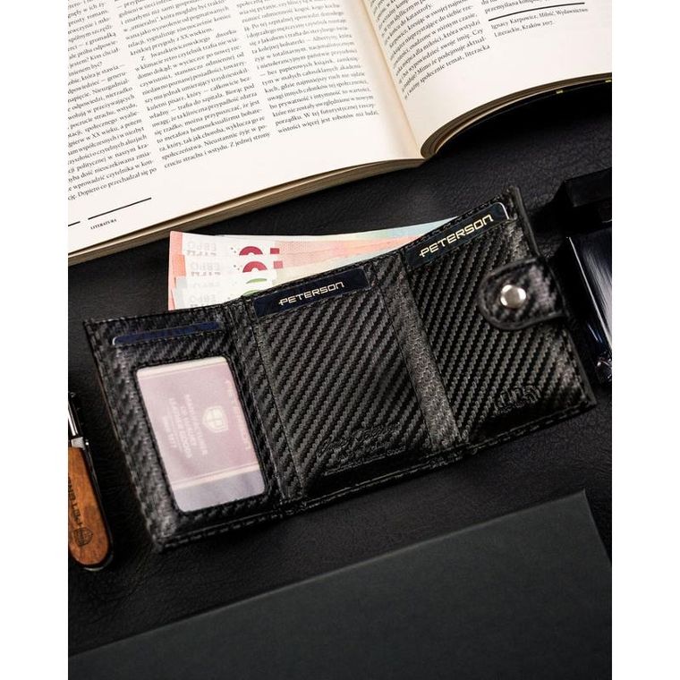 Portfel, czarny, skórzany, Peterson