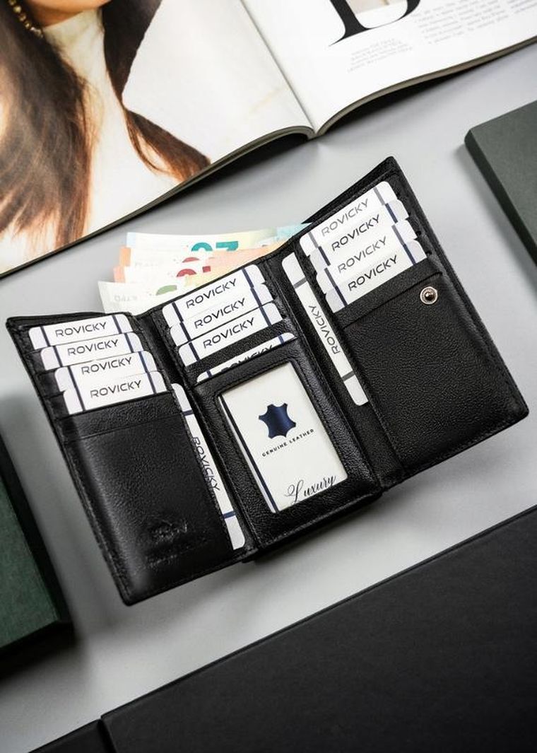 Portfel, czarny, skórzany, RFID, Cavaldi