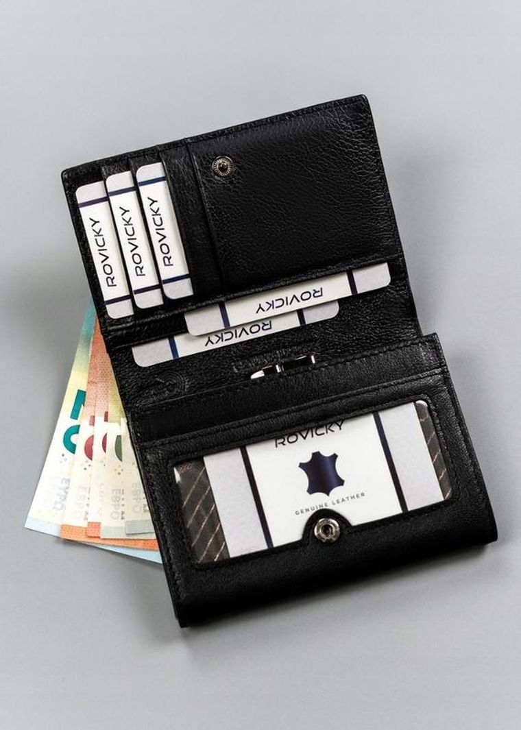 Portfel, czarny, skórzany, RFID, Cavaldi