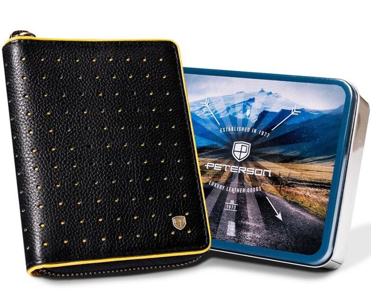Portfel, czarny, skórzany, RFID, Peterson