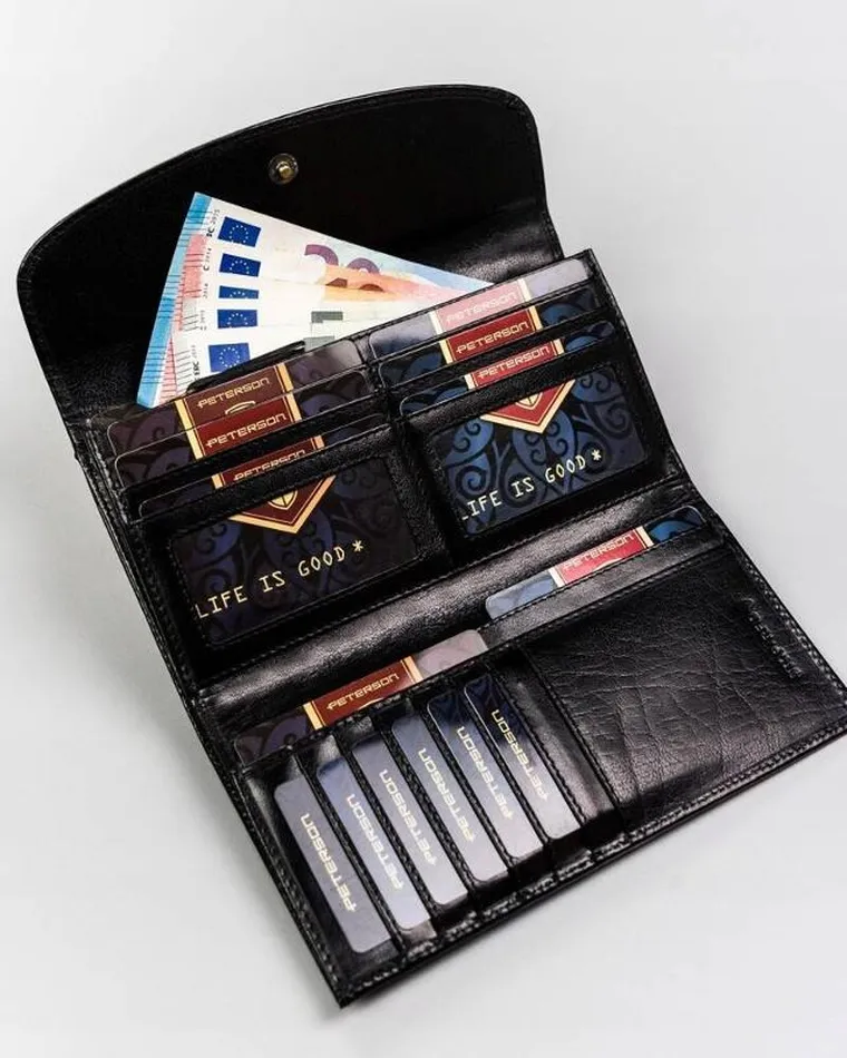 Portfel, czarny, skórzany, RFID, Peterson