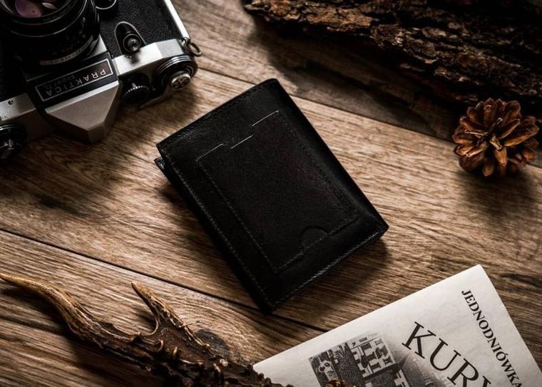 Portfel, czarny, skórzany, RFID, Peterson