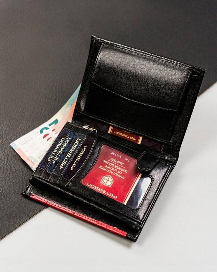 Portfel, czarny, skórzany, RFID, Peterson
