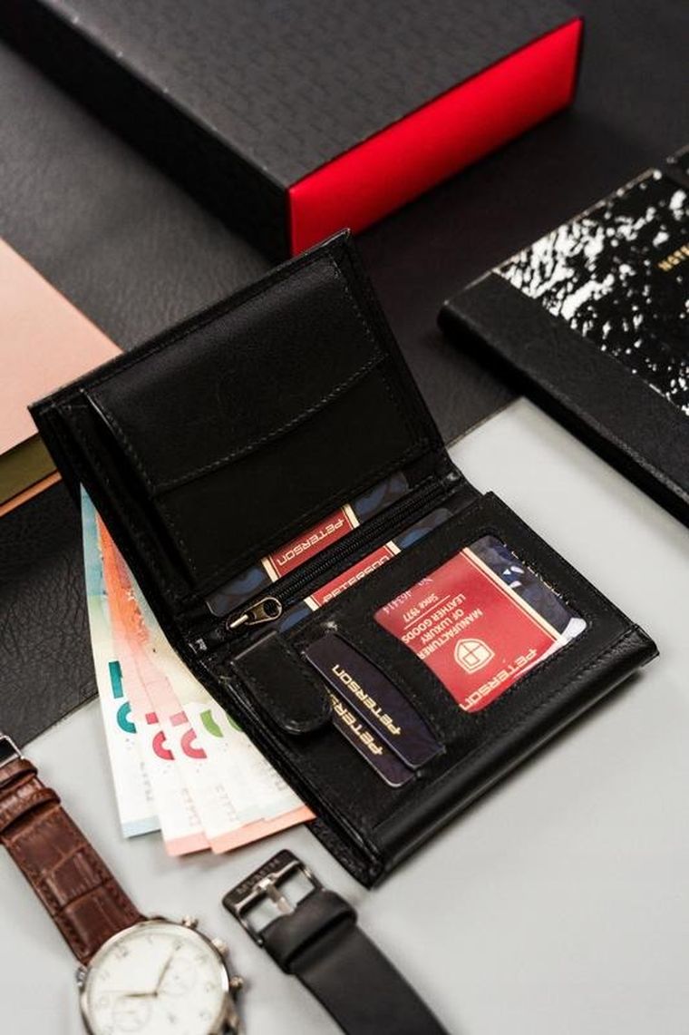 Portfel, czarny, skórzany, RFID, Peterson