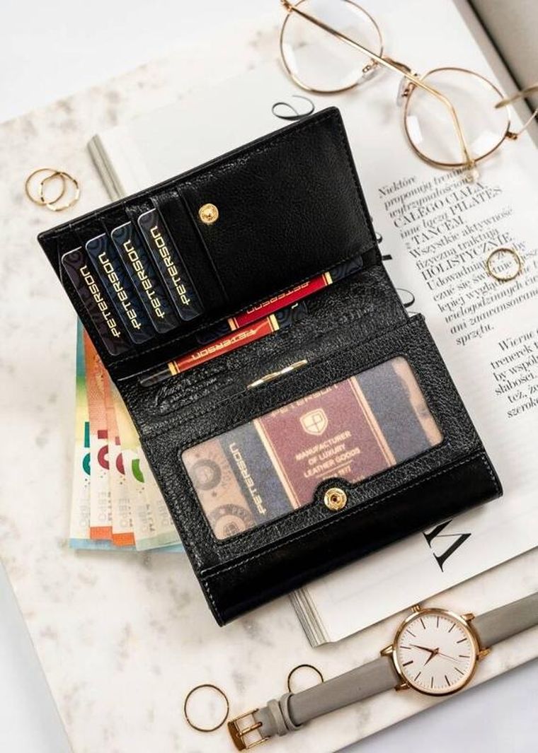 Portfel, czarny, skórzany, RFID, Peterson