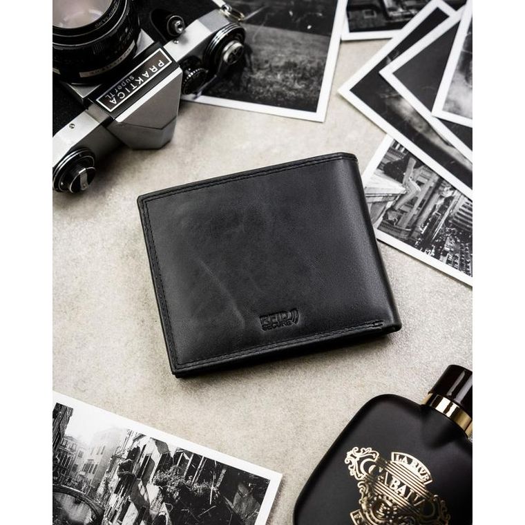 Portfel, czarny, skórzany, RFID, Peterson