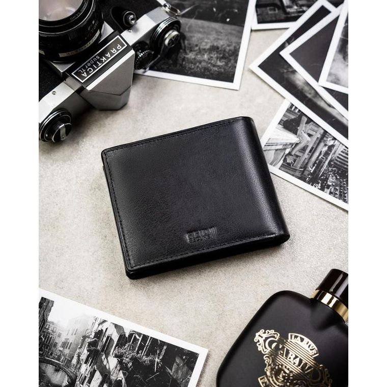 Portfel, czarny, skórzany, RFID, Peterson