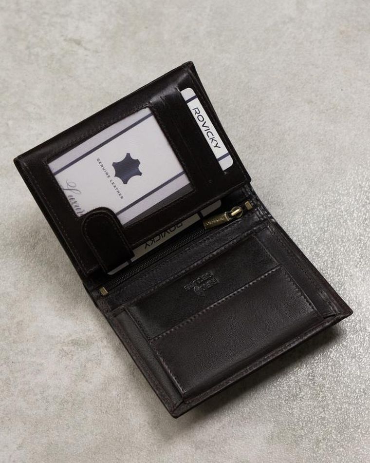 Portfel, czarny, skórzany, RFID, Rovicky