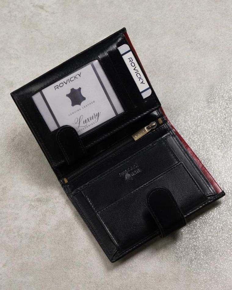 Portfel, czarny, skórzany, RFID, Rovicky