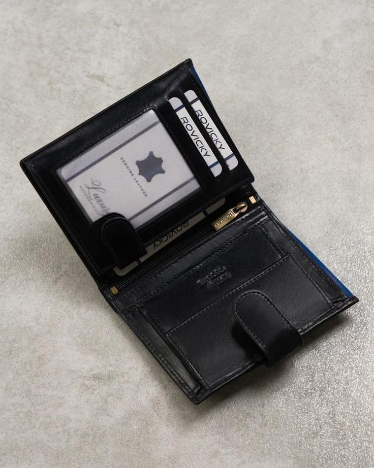 Portfel, czarny, skórzany, RFID, Rovicky