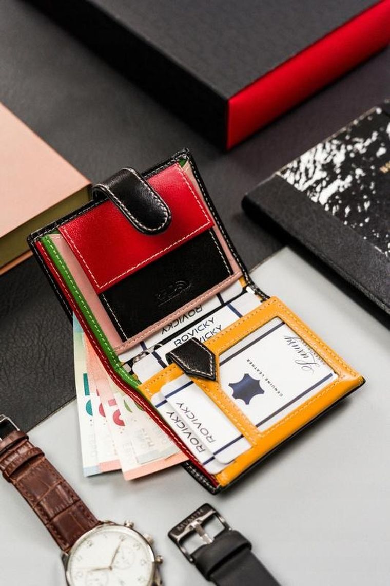 Portfel, czarny, skórzany, RFID, Rovicky