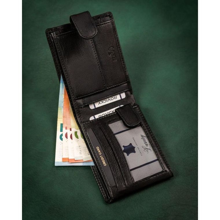 Portfel, czarny, skórzany, RFID, Rovicky