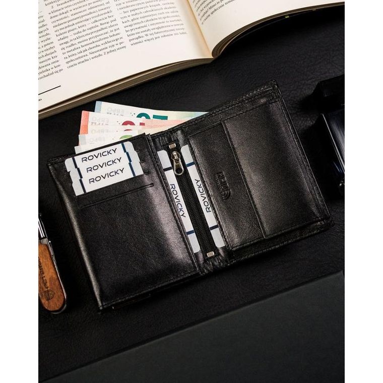 Portfel, czarny, skórzany, Ronaldo