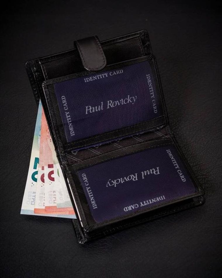 Portfel, czarny, skórzany, Rovicky