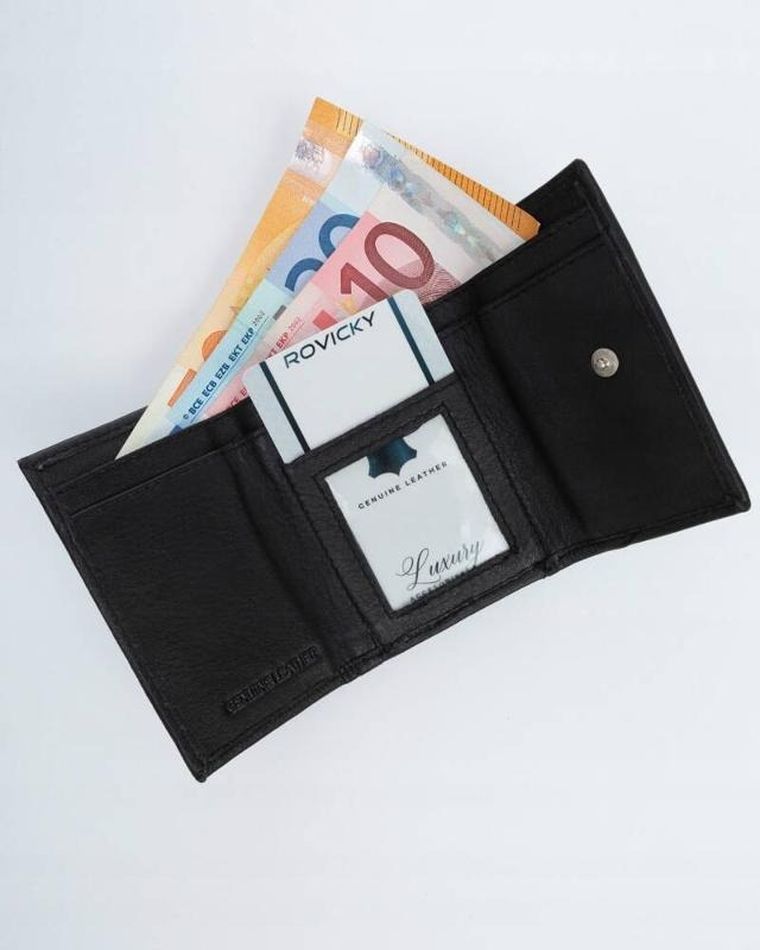 Portfel, czarny, skórzany, Rovicky