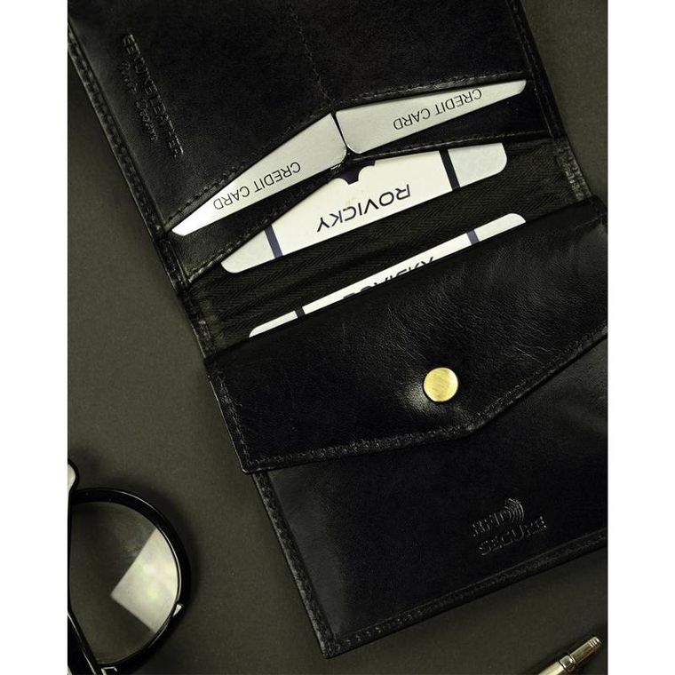 Portfel, czarny, skórzany, Rovicky