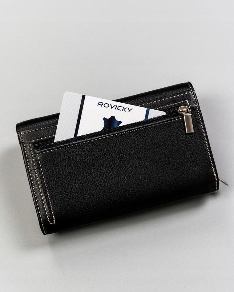 Portfel, czarny, skórzany, Rovicky