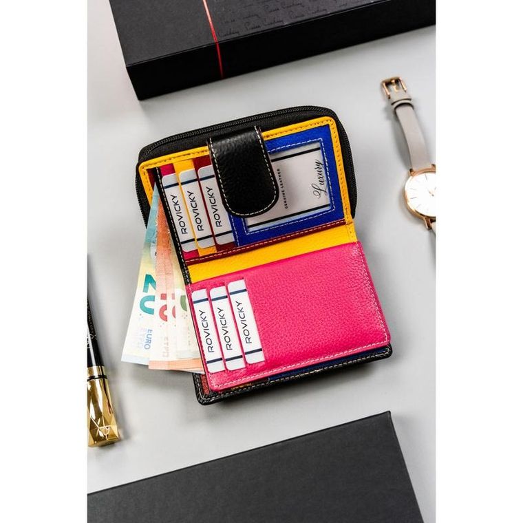 Portfel, czarny, skórzany, Rovicky