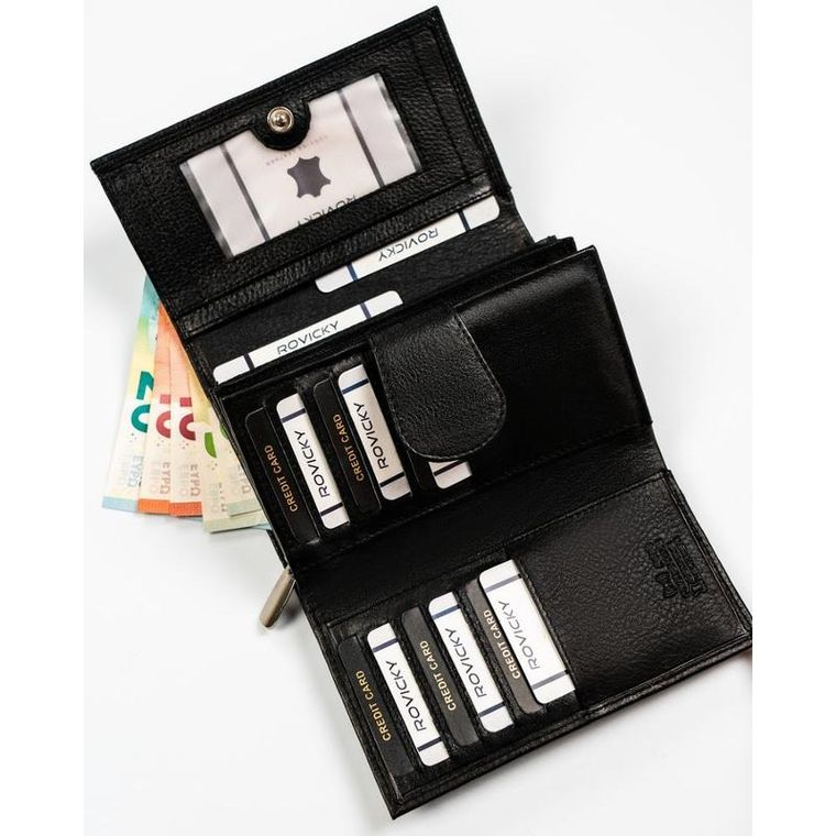 Portfel, czarny, skórzany, Rovicky