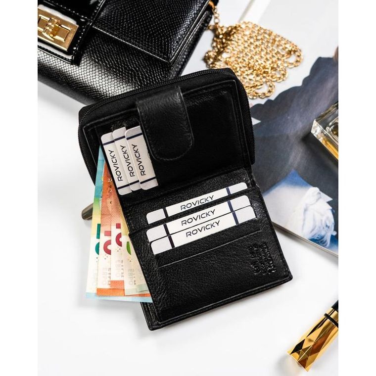 Portfel, czarny, skórzany, Rovicky