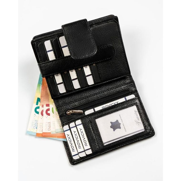 Portfel, czarny, skórzany, Rovicky