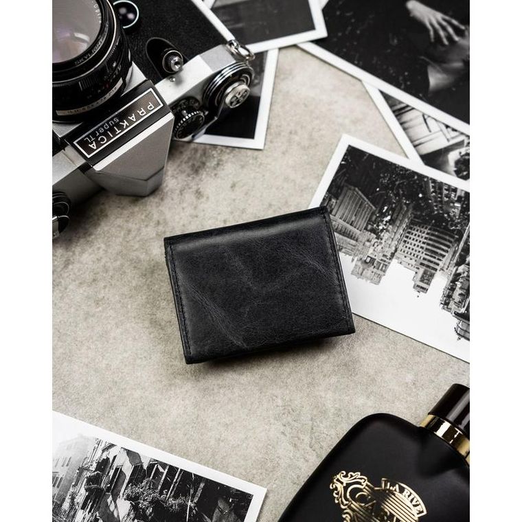 Portfel, czarny, skórzany, Rovicky