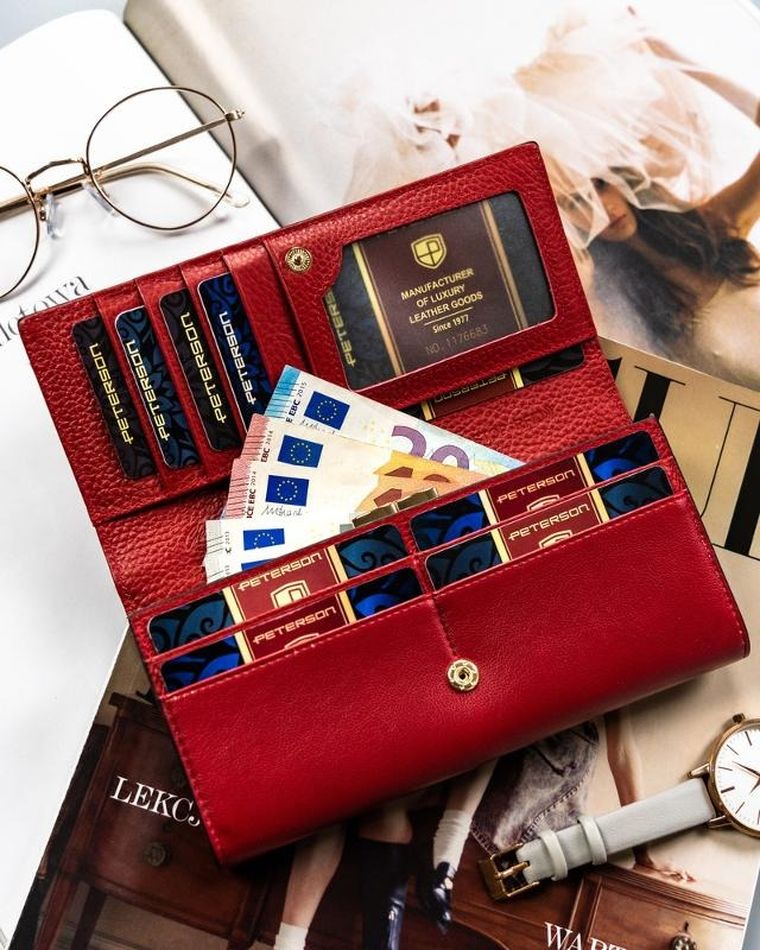 Portfel, czerwony, Peterson