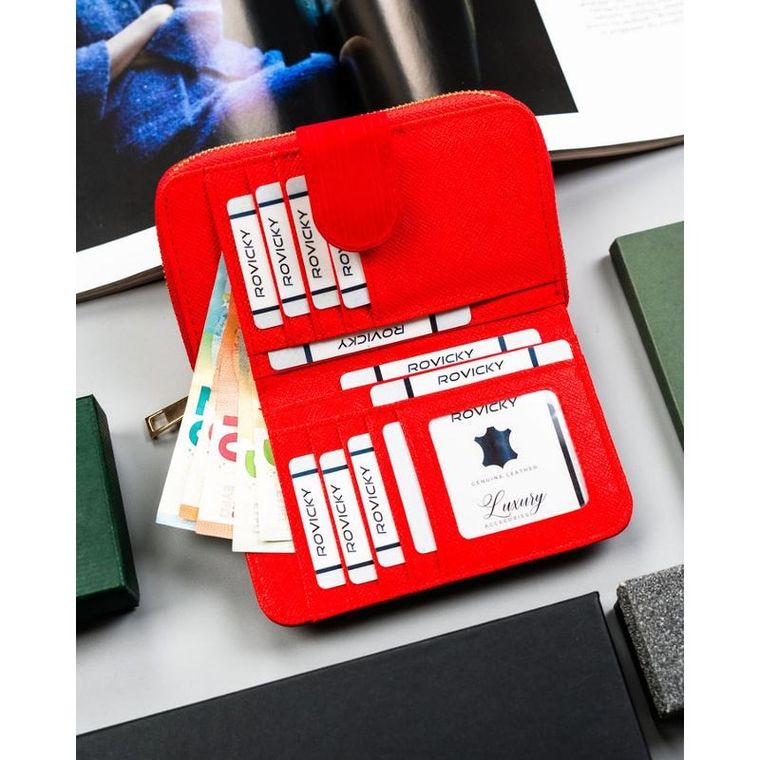 Portfel, czerwony, skóra ekologiczna, 4U Cavaldi