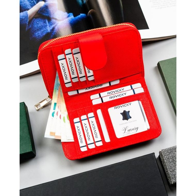 Portfel, czerwony, skóra ekologiczna, 4U Cavaldi