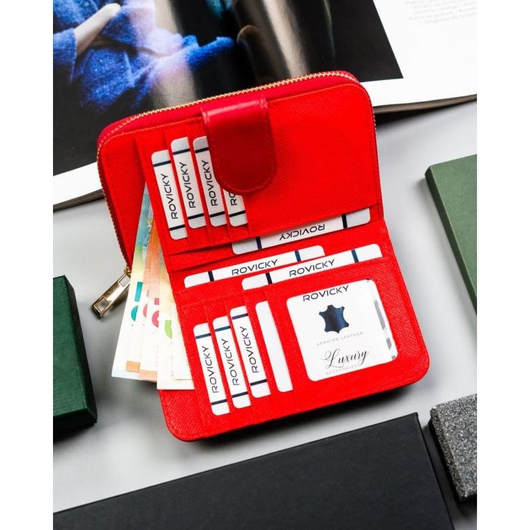 Portfel, czerwony, skóra ekologiczna, 4U Cavaldi