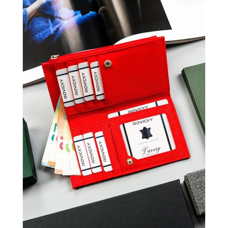 Portfel, czerwony, skóra ekologiczna, 4U Cavaldi