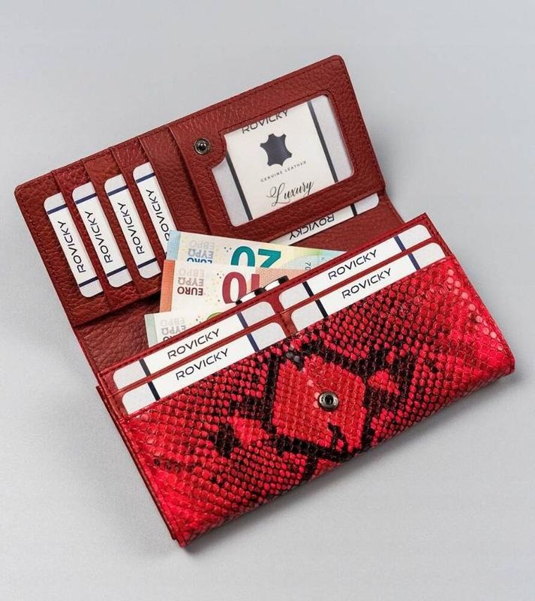 Portfel, czerwony, skóra ekologiczna, Cavaldi