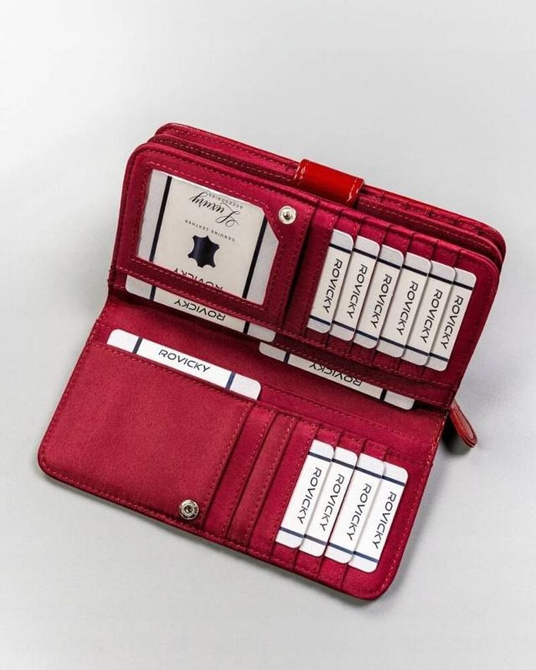 Portfel, czerwony, skóra ekologiczna, Cavaldi