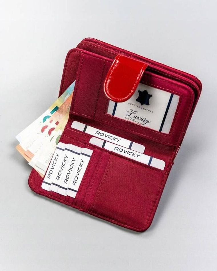 Portfel, czerwony, skóra ekologiczna, Cavaldi