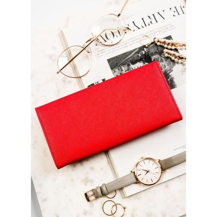 Portfel, czerwony, skóra ekologiczna, Cavaldi