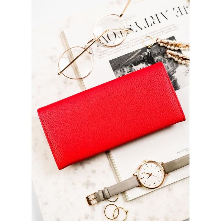 Portfel, czerwony, skóra ekologiczna, Cavaldi