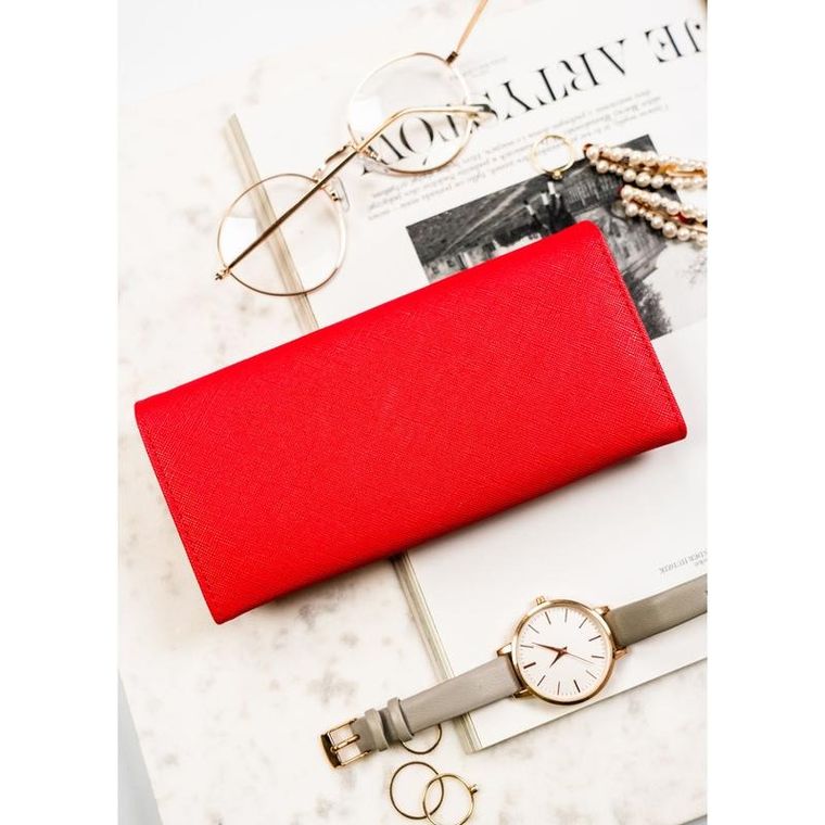 Portfel, czerwony, skóra ekologiczna, Cavaldi