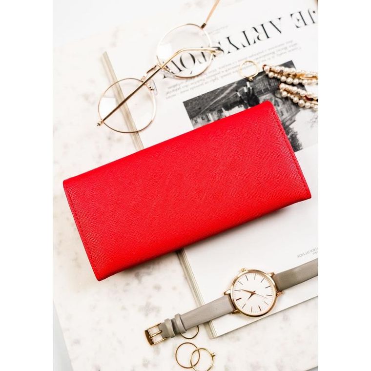 Portfel, czerwony, skóra ekologiczna, Cavaldi