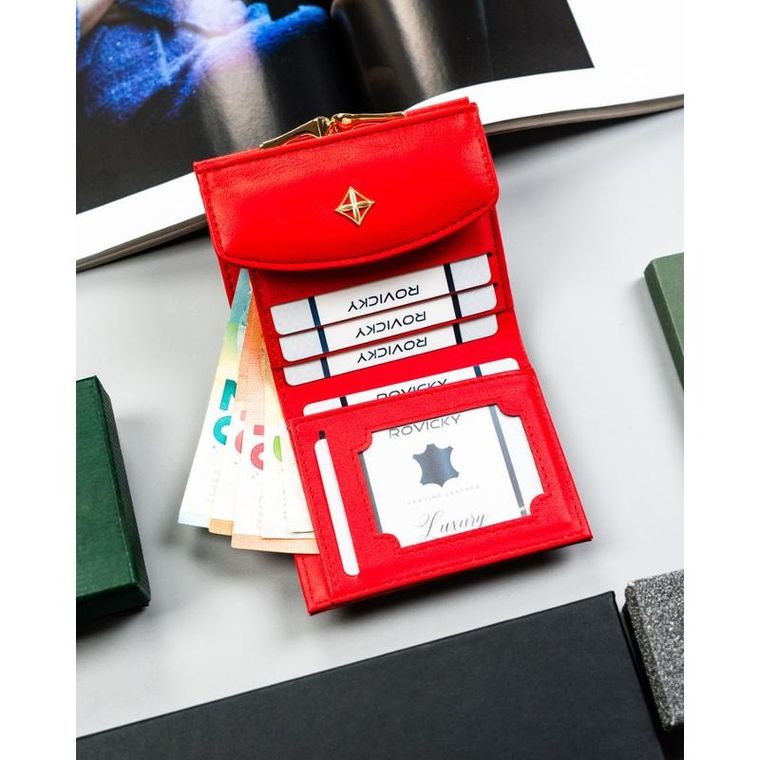 Portfel, czerwony, skóra ekologiczna, Milano Design