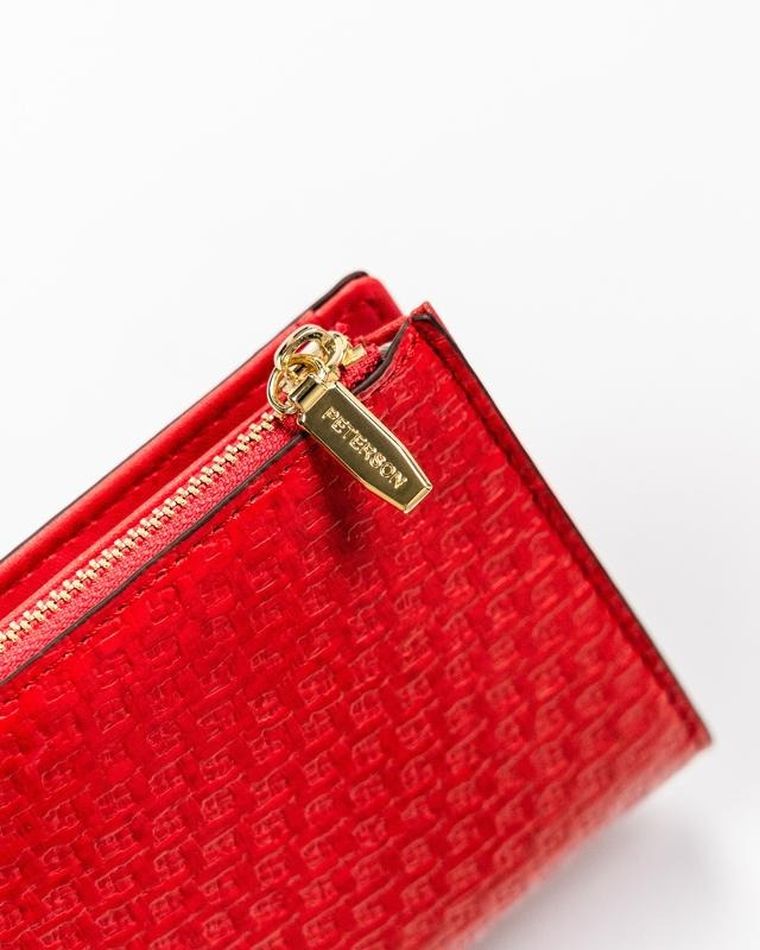 Portfel, czerwony, skóra ekologiczna, Peterson