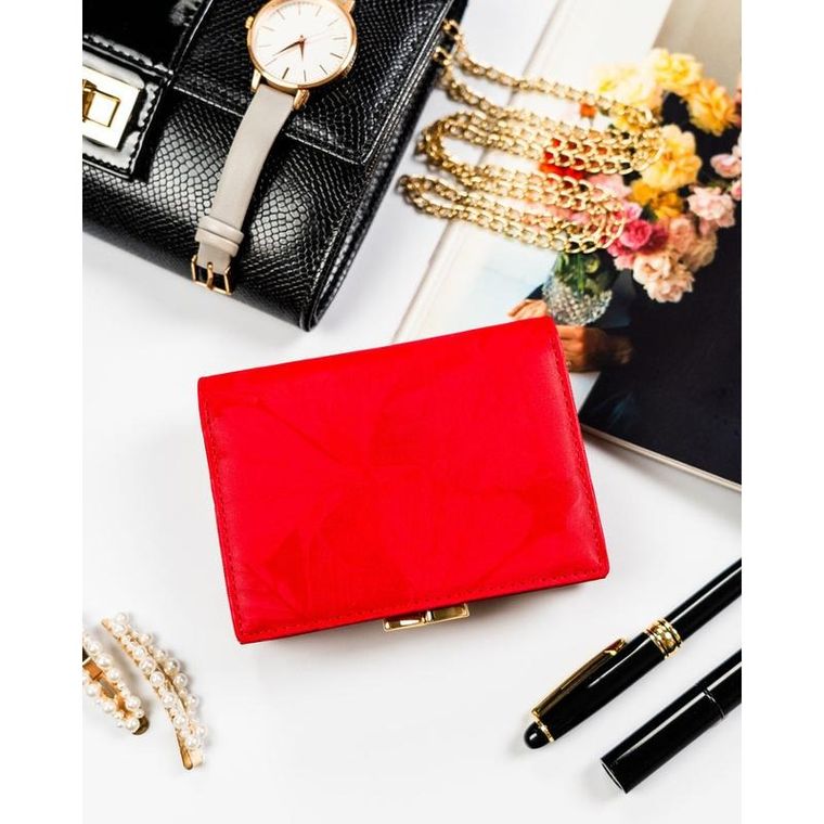 Portfel, czerwony, skóra ekologiczna, Peterson