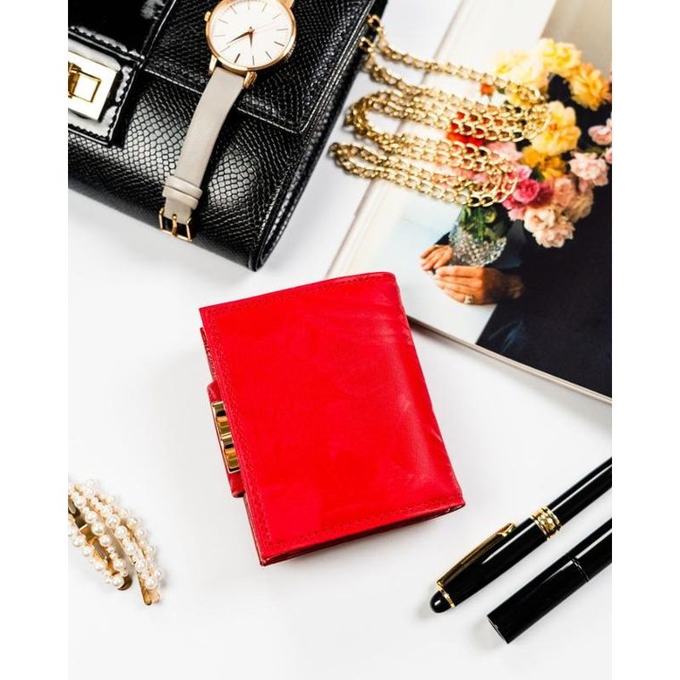 Portfel, czerwony, skóra ekologiczna, Peterson