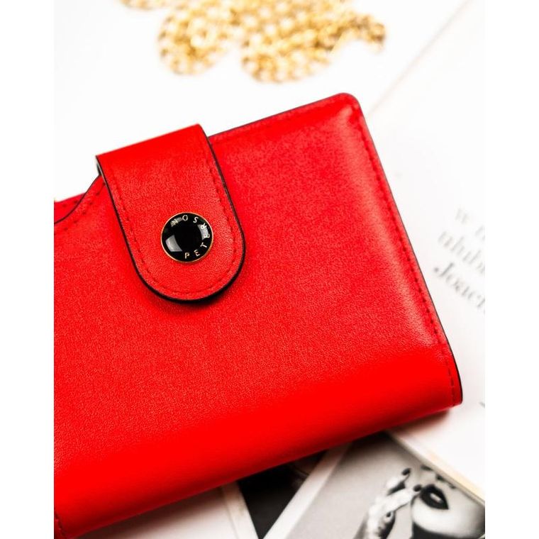 Portfel, czerwony, skóra ekologiczna, Peterson